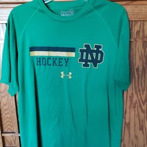 Men's Notre Dame Hockey Under Armour Short Sleeve Green T-Shirt Sz. M